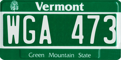 VT license plate WGA473