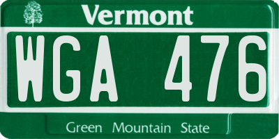 VT license plate WGA476