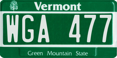 VT license plate WGA477