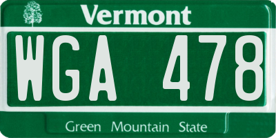 VT license plate WGA478