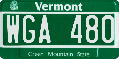 VT license plate WGA480