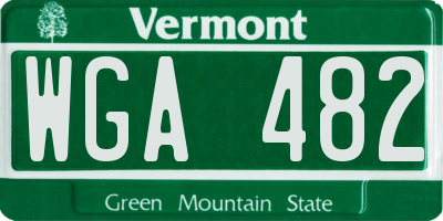 VT license plate WGA482