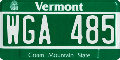 VT license plate WGA485