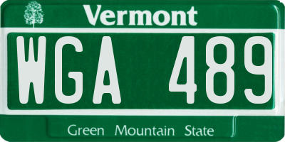 VT license plate WGA489
