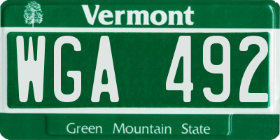 VT license plate WGA492