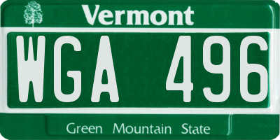 VT license plate WGA496