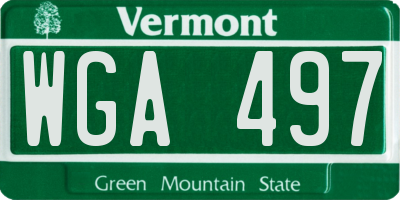 VT license plate WGA497