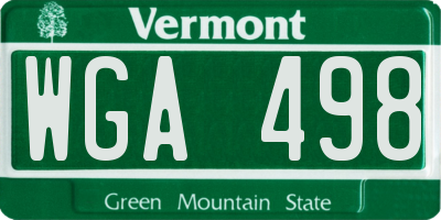 VT license plate WGA498