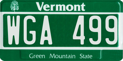 VT license plate WGA499