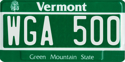 VT license plate WGA500