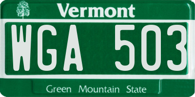 VT license plate WGA503