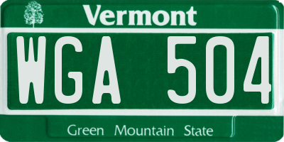 VT license plate WGA504