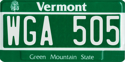 VT license plate WGA505
