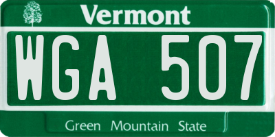 VT license plate WGA507
