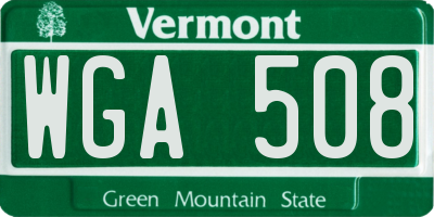 VT license plate WGA508