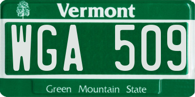 VT license plate WGA509