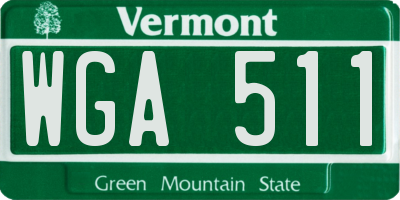 VT license plate WGA511