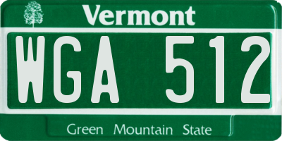 VT license plate WGA512
