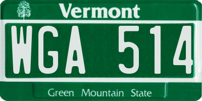 VT license plate WGA514