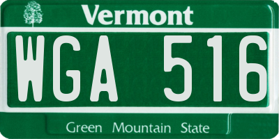 VT license plate WGA516