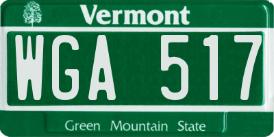 VT license plate WGA517