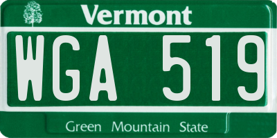 VT license plate WGA519