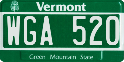 VT license plate WGA520