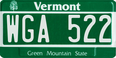 VT license plate WGA522