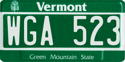 VT license plate WGA523