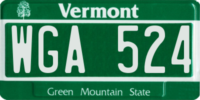 VT license plate WGA524
