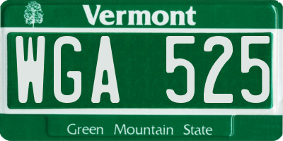 VT license plate WGA525