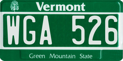 VT license plate WGA526
