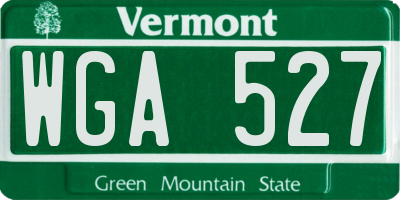 VT license plate WGA527