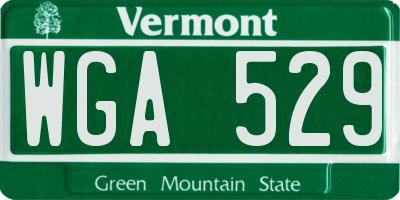 VT license plate WGA529