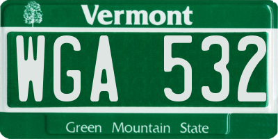 VT license plate WGA532
