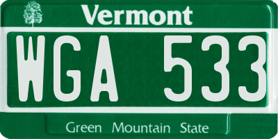 VT license plate WGA533