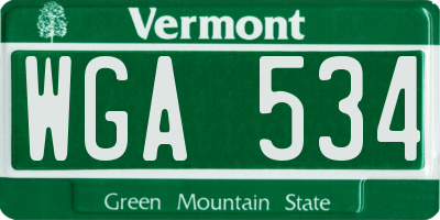 VT license plate WGA534