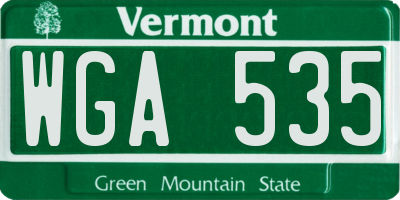 VT license plate WGA535