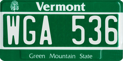 VT license plate WGA536