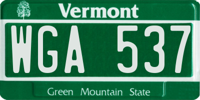 VT license plate WGA537