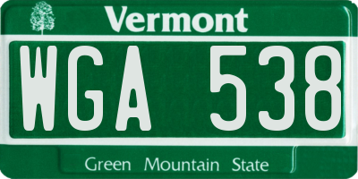 VT license plate WGA538
