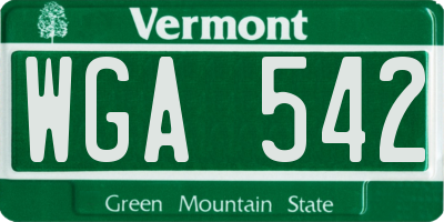 VT license plate WGA542