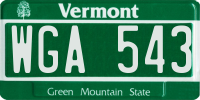 VT license plate WGA543