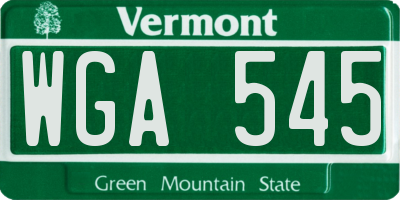 VT license plate WGA545