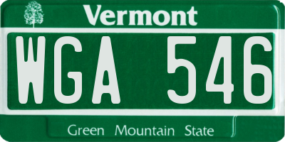 VT license plate WGA546
