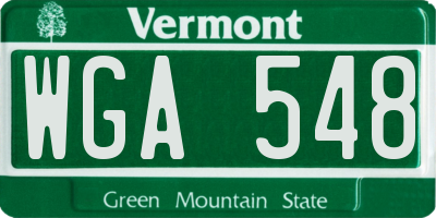 VT license plate WGA548