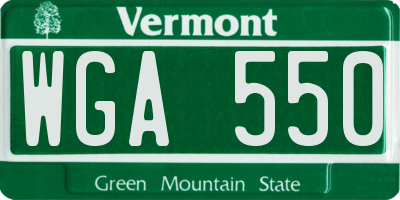 VT license plate WGA550