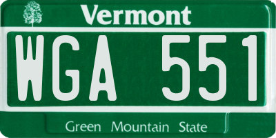 VT license plate WGA551