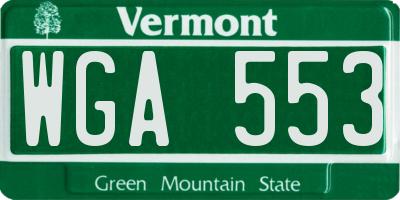 VT license plate WGA553