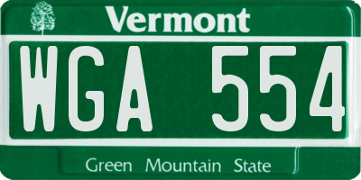 VT license plate WGA554